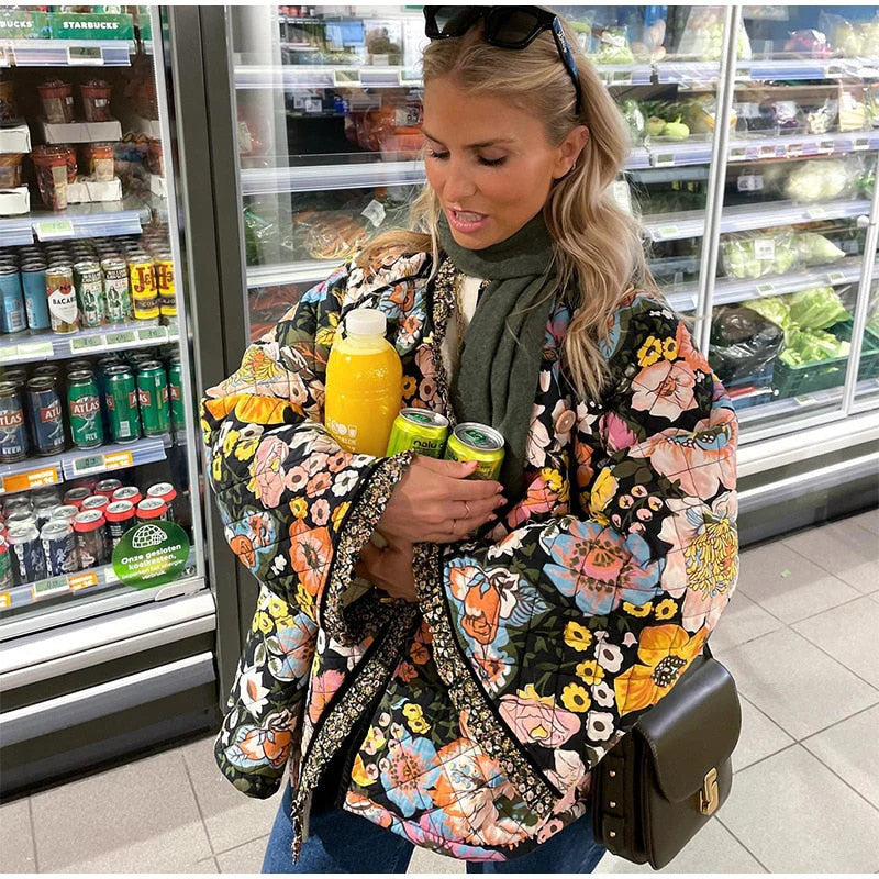 Oversize flower print jacket for women