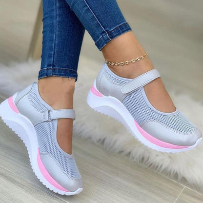 Women's Mary Jane Sneakers - Breathable Mesh - Cushioned Sole - Supportive & Lightweight