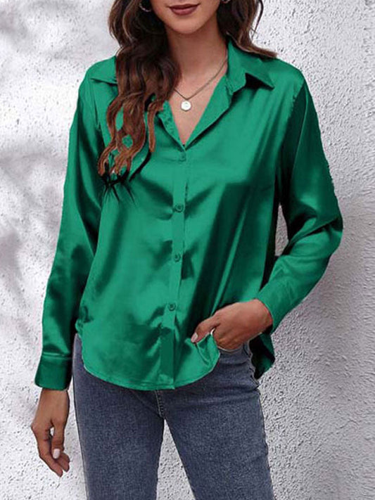 Satin Loose Fit Button Down Blouse