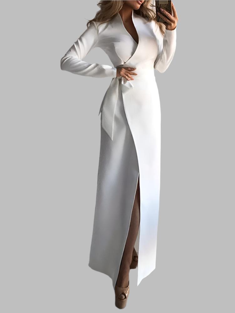 Women's split long sleeve slim dress