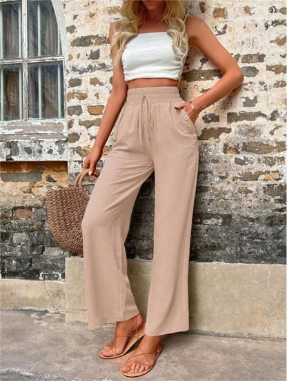Women's high waist wide leg pants with elastic waist