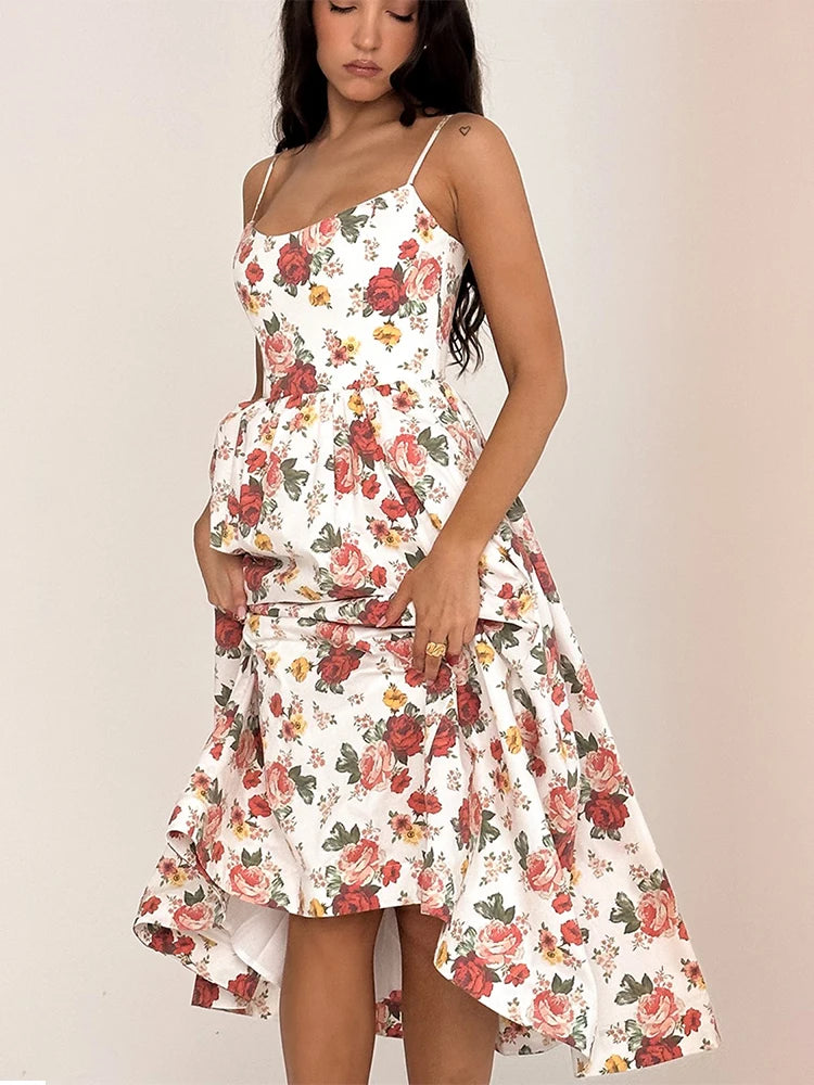 Floral Print Cotton Blend A-line Dress