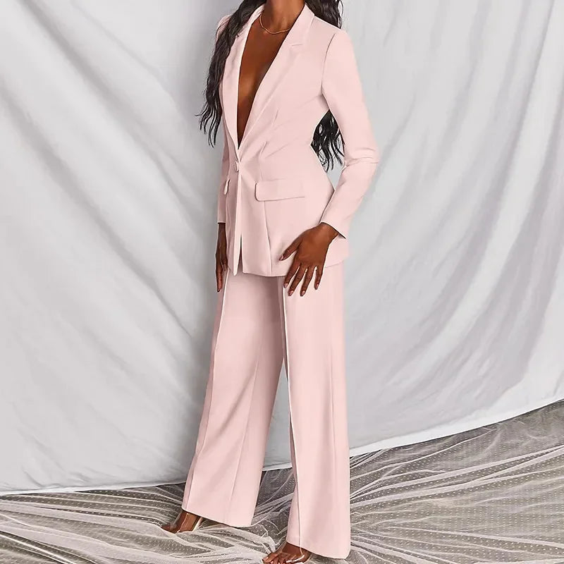 Women's urban elegant blazer two-piece set