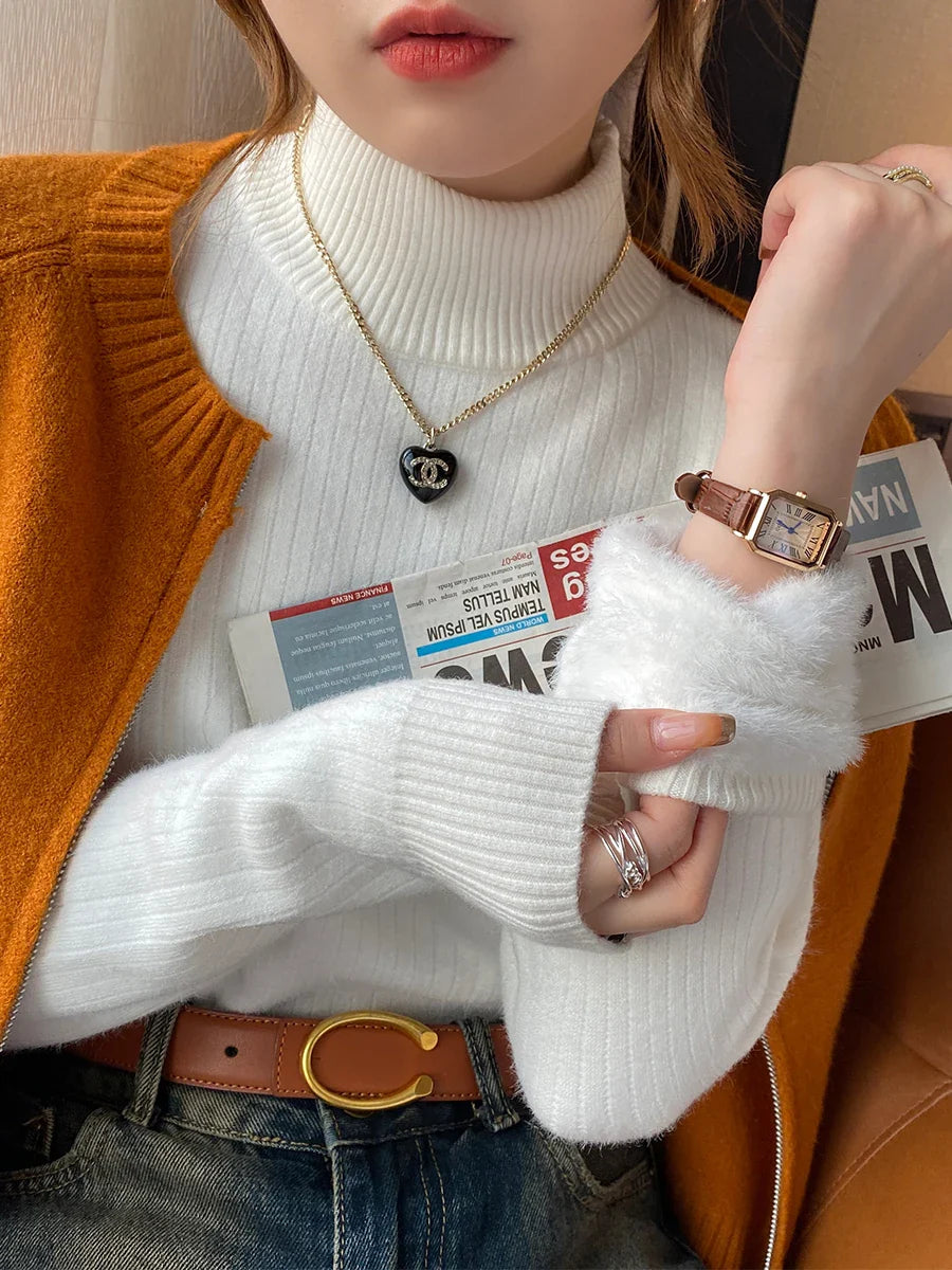 Slim Stretch Fit Ribbed Knit Sweater 