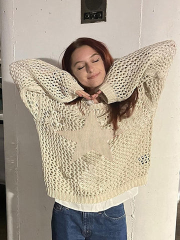 Women's hollow crochet sweater