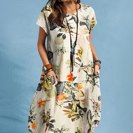 Floral Print Relaxed Fit Midi Dress