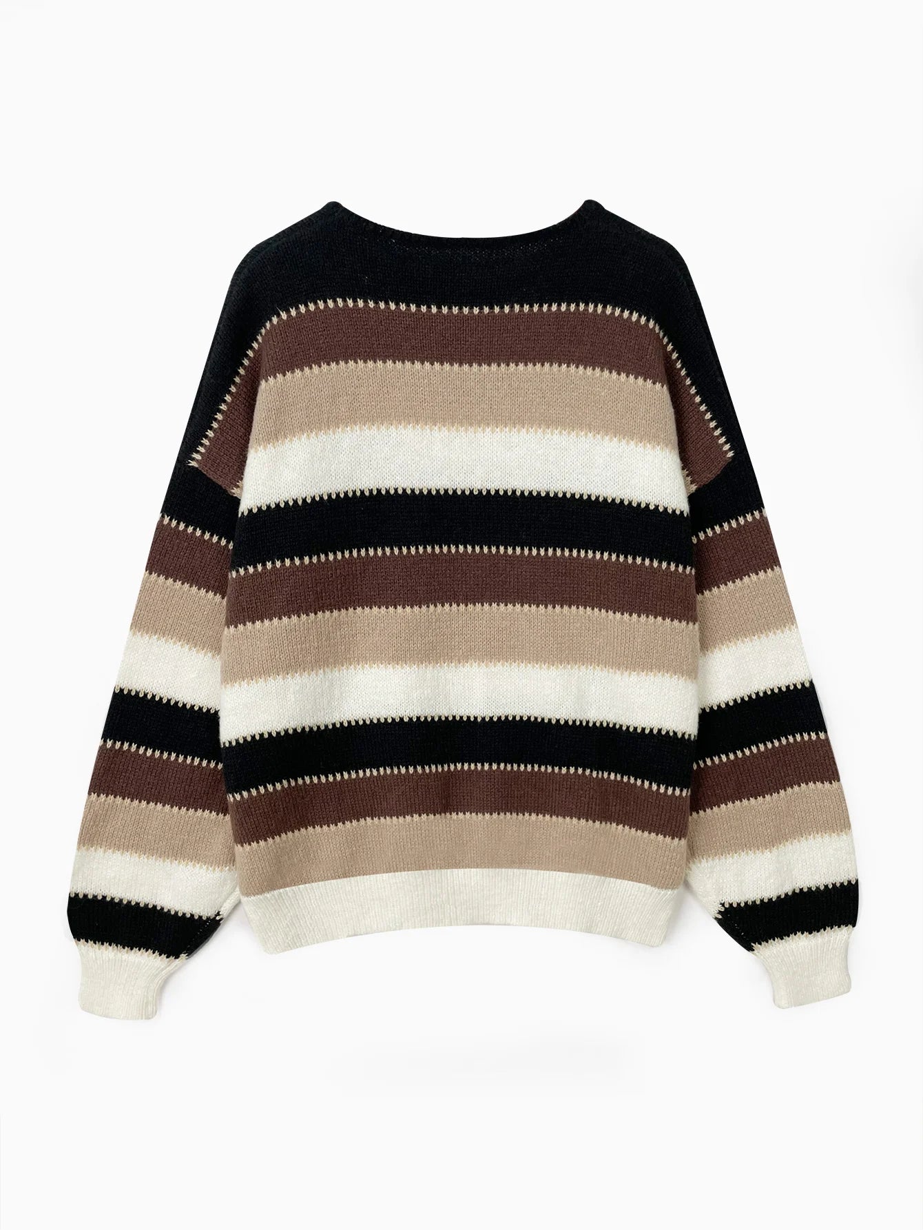 Women's loose striped mohair knit pullover sweater
