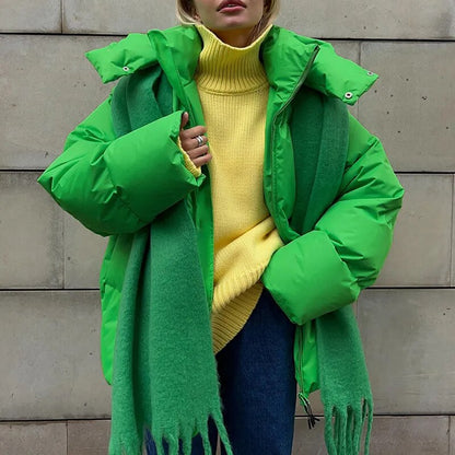 Women's oversized puff hooded jacket