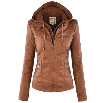 Women's winter waterproof faux leather jackets