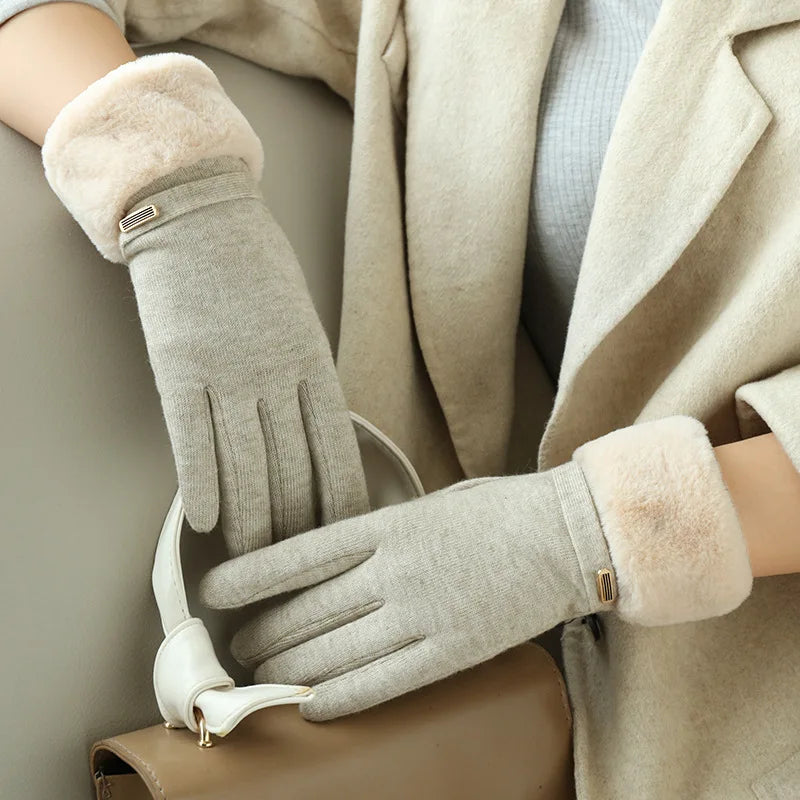 Amelia Snug Fit Gloves | Fleece Cuff Buckle Gloves