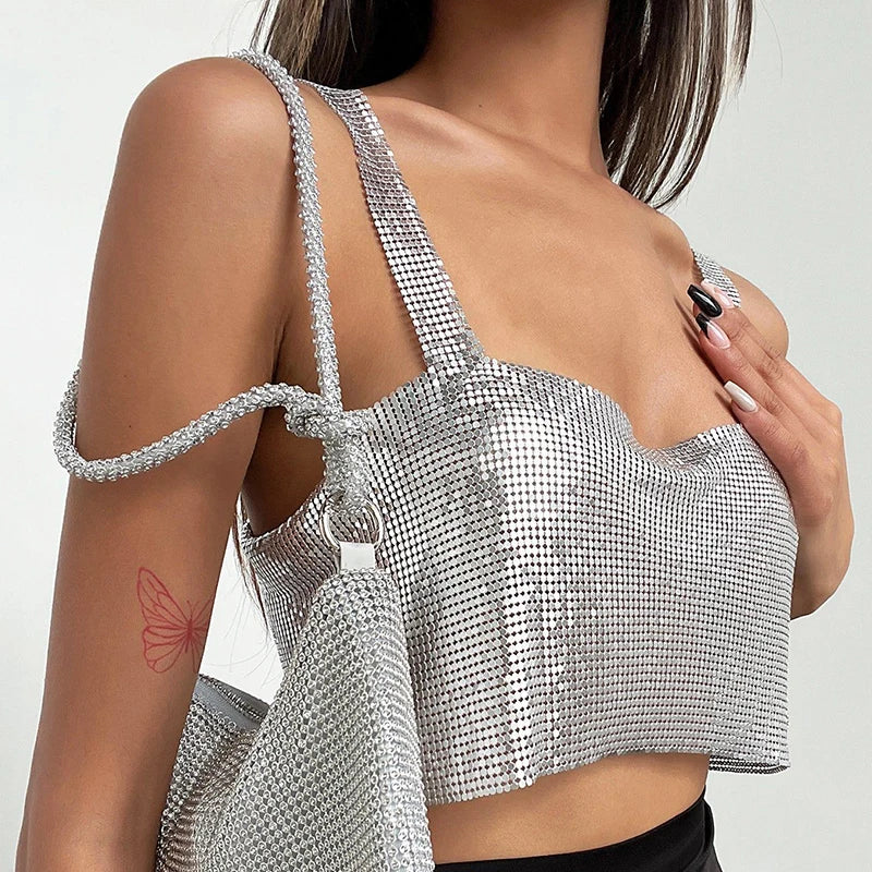 Stylish see-through camisole cropped top for women