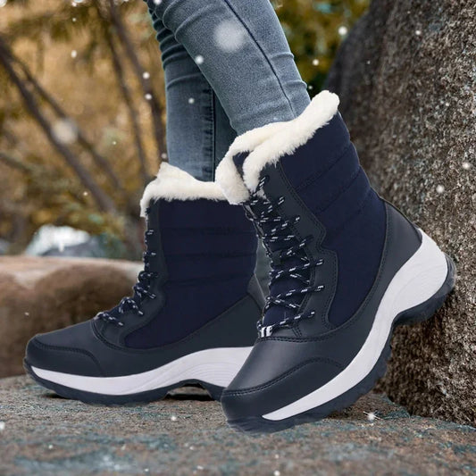 Warm Fur Ankle Wedge Platform Snow Boots