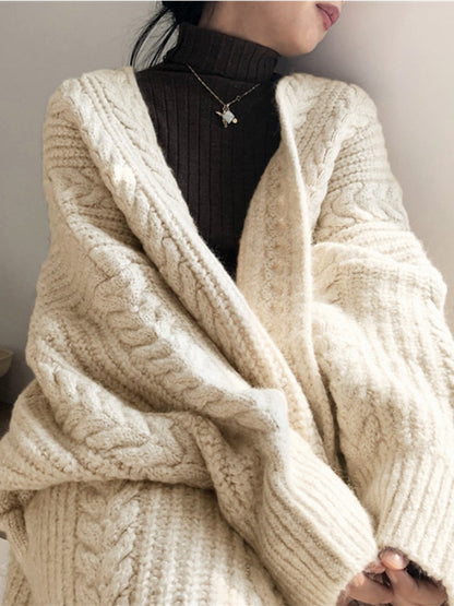 Women's retro loose twist knitted cardigan