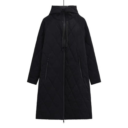 Women’s casual knee-length jacket with zipper detail