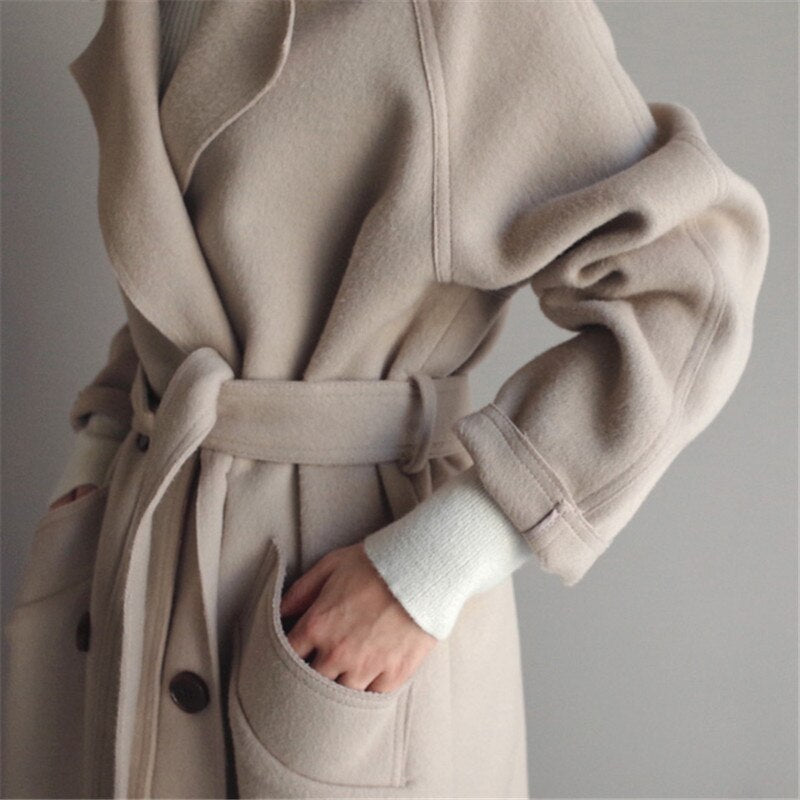 Elegant tailored women's long winter coat