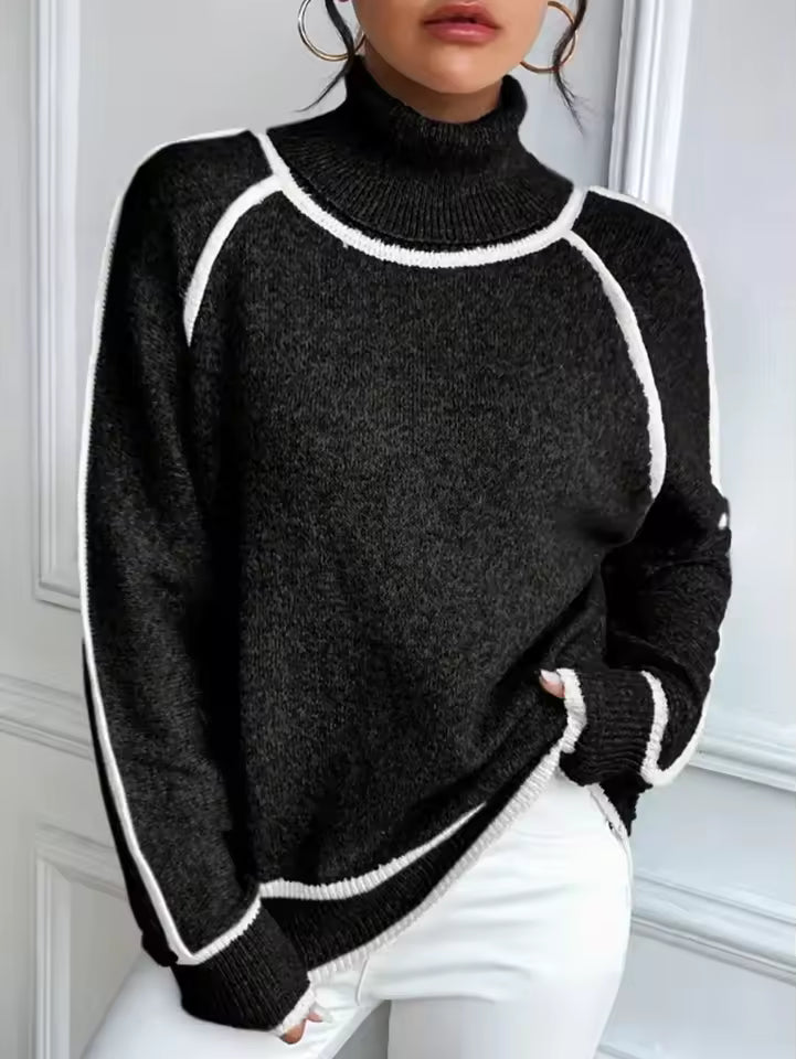 Striped Sleeve Detail Relaxed Knit Sweater 