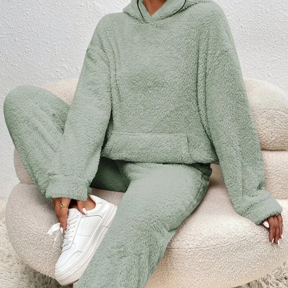 Two-Piece Teddy Fleece Oversized Loungewear Set 
