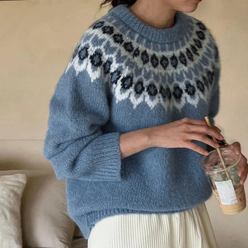 Ethnic style long-sleeved sweater for women