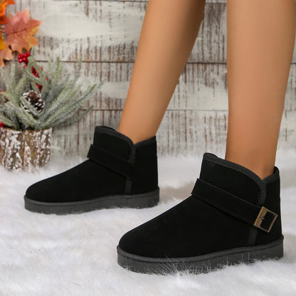 Women's textured winter snow boots with sponge sole and low heel