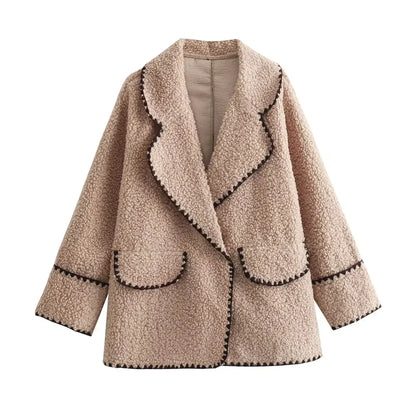 Women's casual coat for hidden button closure