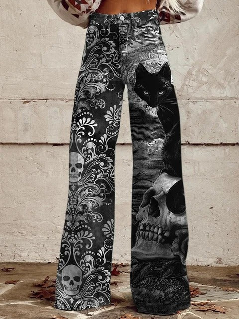 Wide-Leg Gothic Noir Pants
