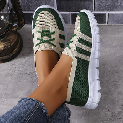 Women's Slip-On Sneakers - Breathable Knit Upper - Lightweight Casual Comfort