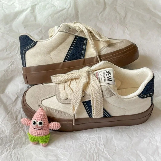 Retro Style Canvas Thick Sole Sneakers