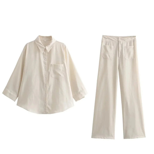 Relaxed Fit Linen Two-Piece Set