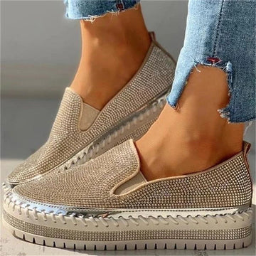 Women's fashionable flat glitter slip-on shoes