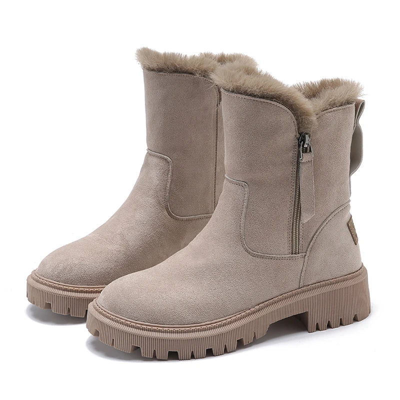 Ivy Ankle-High Snow Boots | Fur Trim Platform Snow Boots