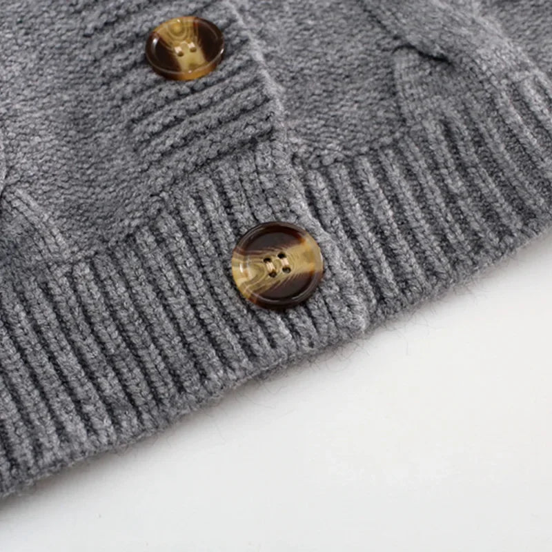 Women's high waist slim solid color knitted cardigan