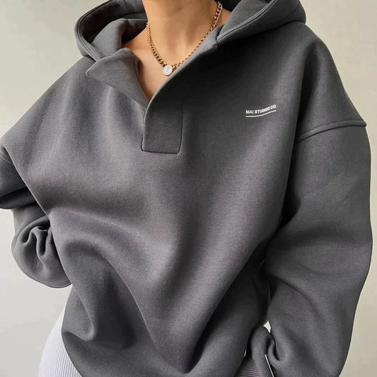 Loose Drop Shoulder Hooded Sweater