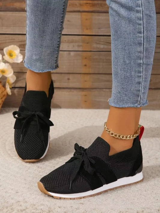 Breathable Knit Lace-Up Casual Sneakers