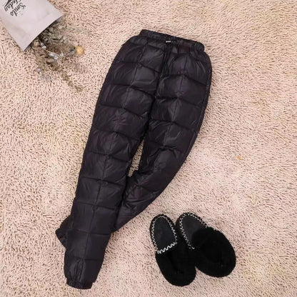 Women's winter high waist puffer straight pants