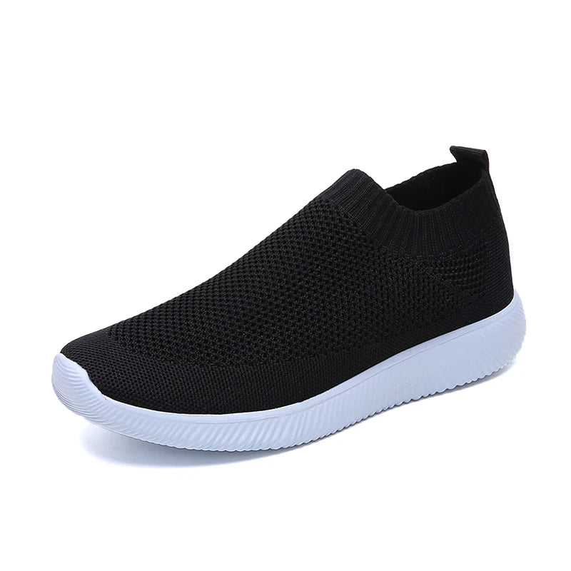Women's Slip-On Sneakers - Breathable Knit - Lightweight Cushioned Sole - Casual Wear