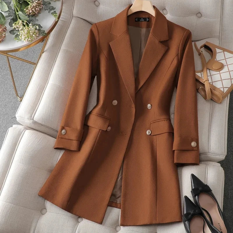 Women's mid-length formal blazer business suit