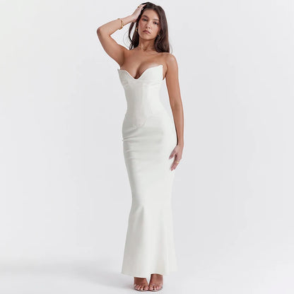 Strapless sweetheart neckline bodycon mermaid maxi dress for women