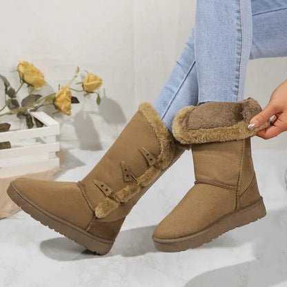 Women's thick-soled snow boots with velvet lining