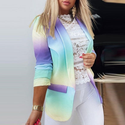 Women's pastel gradient professional slim suit jacket