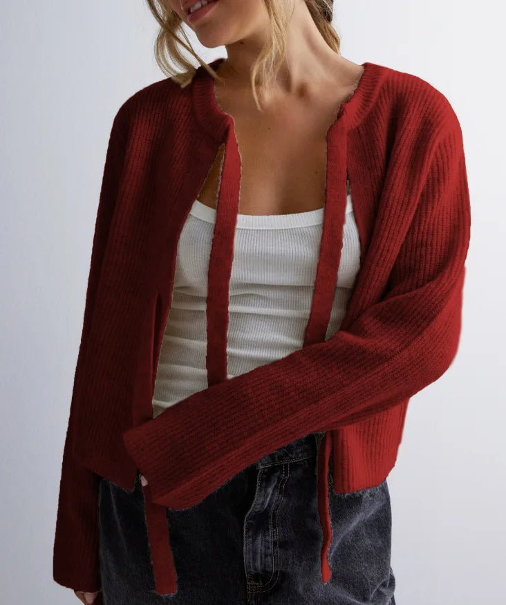 Women’s loose lace-up cardigan