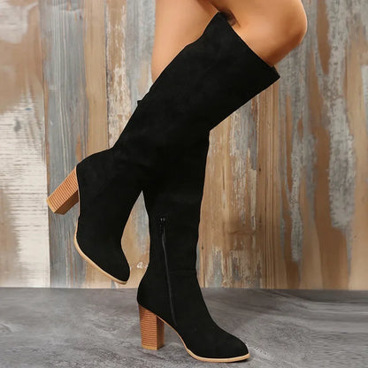 Vintage high thick heel boots for women