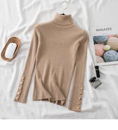 Women's knit turtleneck pullover autumn winter sweater