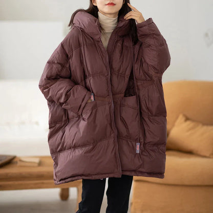 Women's winter oversized down hooded jacket