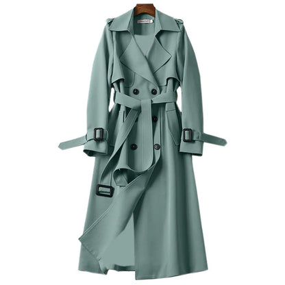 Women's double-breasted long trench spring coat