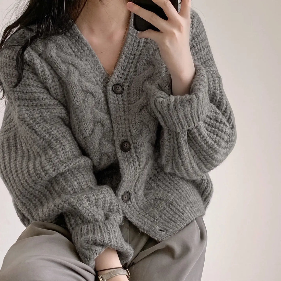 Elegant oversized knit cardigan for women