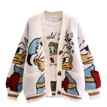 Women's retro character jacquard sweater