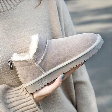 Women's velvet winter snow boots flat sole warm ankle boots