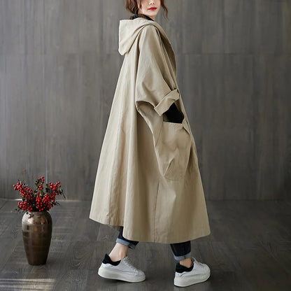 Women's oversized hooded windbreaker spring/autumn coat