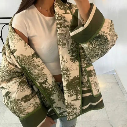 Women's porcelain pattern loose coat