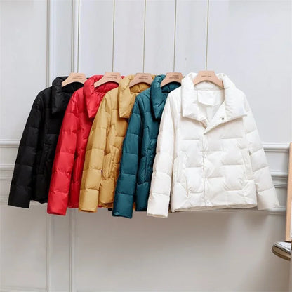 Women's ultra-thin light down jacket with stand collar